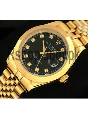 Rolex Datejust Gold Black Diamond Dial Watch 2021 