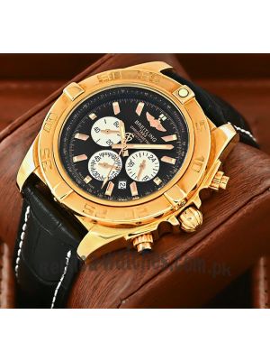 Breitling Chronomat black Leather Strap Watch Price in Pakistan