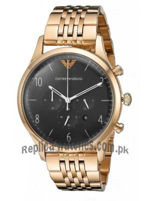 Emporio Armani Men's RoseGold Black Dial Watch Price in Pakistan