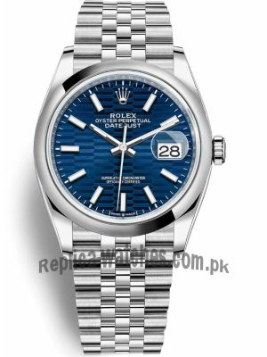 Newest Model-Rolex Datejust 36 Bright Blue Fluted Motif Dial Watch  (2021)  Price in Pakistan