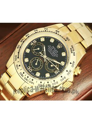 Rolex Cosmograph Daytona Yellow Gold Black Diamond Dial Watch  (2021) Price in Pakistan