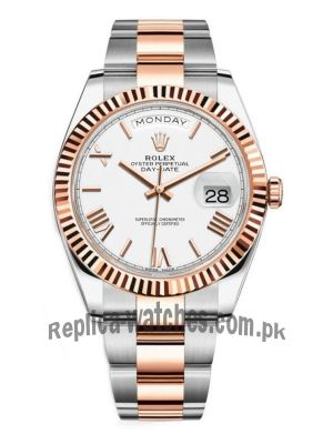 Rolex Day-Date 40 White Dial Two Tone Watch Price in Pakistan