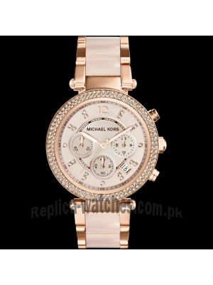 Michael Kors Parker Blush Dial Rose Gold Tone and Blush Acetate Ladies Watch  Price in Pakistan