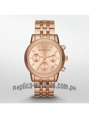 Michael Kors Rose Gold tone Ritz Chronograph Glitz Ladies Watch Price in Pakistan