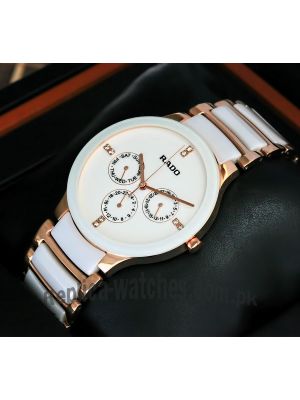 Rado Centrix White Ceramic And Rose Gold Steel Watch Price in Pakistan