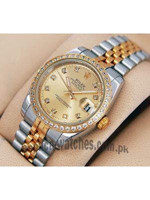 Rolex DateJust Oyster Perpetual Two Tone Diamond Bezel Watch Price in Pakistan
