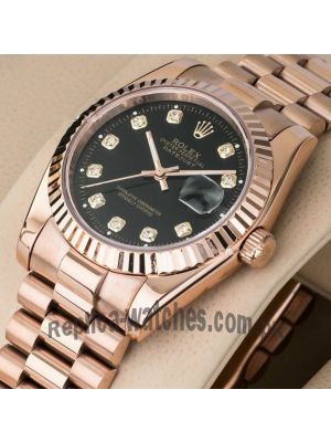 Rolex Datejust Rose Gold Black Dial Watch Price in Pakistan