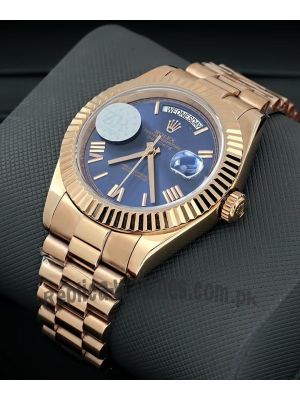 Rolex Day-Date 40 Rose Gold President Blue Roman Dial Watch Price in Pakistan