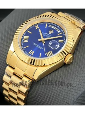 Rolex Day-Date Blue Dial yellow Gold Watch Price in Pakistan