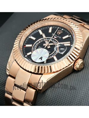 Rolex Sky Dweller Black Dial Rose Gold Mens Watch Price in Pakistan