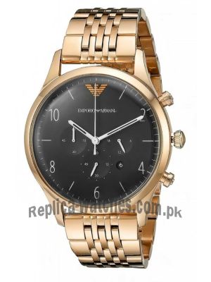 Emporio Armani Men's RoseGold Black Dial Watch Price in Pakistan