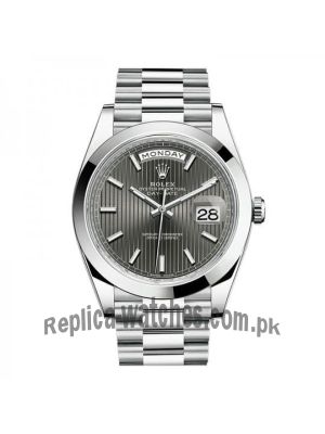 Rolex Day-Date 40 mm Oyster Perpetual Platinum Dark rhodium stripe motif Dial Watch Price in Pakistan