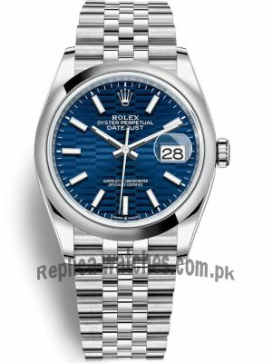 Newest Model-Rolex Datejust 36 Bright Blue Fluted Motif Dial Watch  (2021)  Price in Pakistan