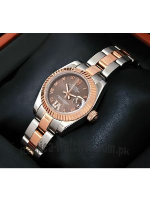 Rolex Datejust Lady Chocolate Dial Steel and Rose Gold Ladies Watch Price in Pakistan