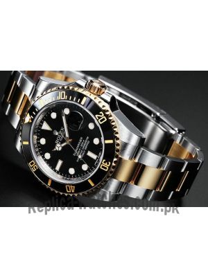 Rolex Submariner Black Index Dial Two Tone Swiss Watch Price in Pakistan