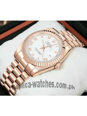 Rolex Date-Just White Dial Rose Gold Watch Price in Pakistan