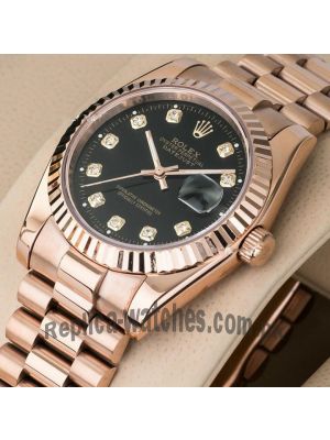 Rolex Datejust Rose Gold Black Dial Watch Price in Pakistan