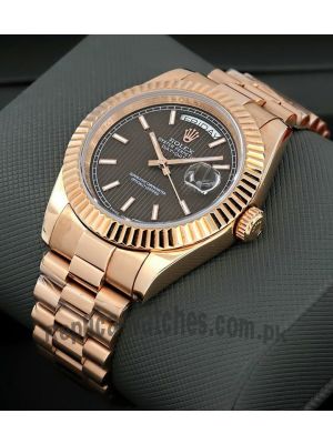 Rolex Day-Date Brown Stripe Dial Rose Gold Watch Price in Pakistan