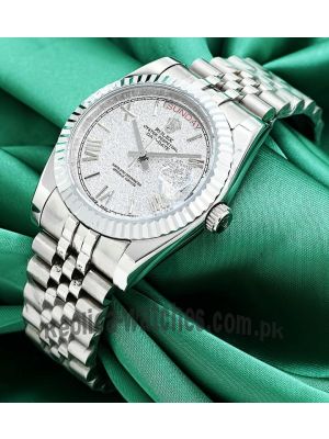 Rolex day date frosted silver dial watch Price in Pakistan