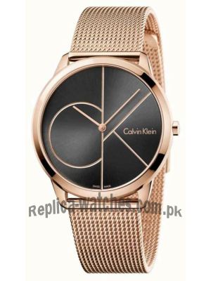 Calvin Klein Mens Minimal Rose Gold Toned Mesh  Bracelet Watch Price in Pakistan