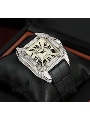 Cartier Santos 100 Diamond Watch Price in Pakistan