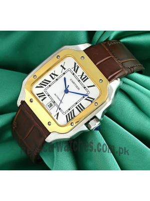 Cartier Santos De Cartier Brown Leather straps watch Price in Pakistan