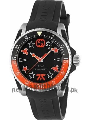 Gucci Dive Limited Edition Black Dial Black Rubber Strap Watch Price in Pakistan