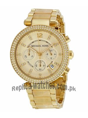 Michael Kors Parker Champagne Dial Gold Tone Chronograph Women's Watch Price in Pakistan