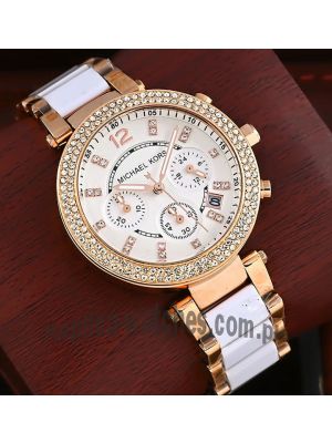 Michael Kors Women's MK5774 Parker Rose Gold and White Watch Price in Pakistan