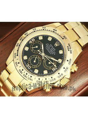 Rolex Cosmograph Daytona Yellow Gold Black Diamond Dial Watch  (2021) Price in Pakistan