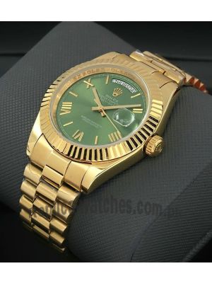 Rolex Day-Date 40 Yellow Gold President Green Roman Dial Watch Price in Pakistan