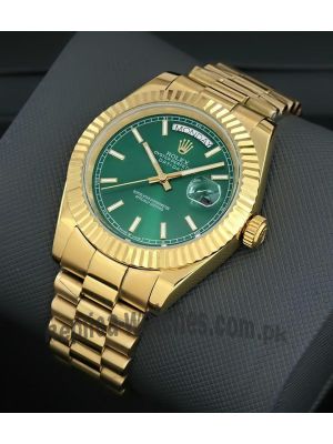 Rolex Day-Date  Green Dial Gold Watch Price in Pakistan