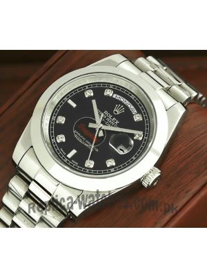 Rolex Day-Date Smooth Bezel Black Dial Watch Price in Pakistan
