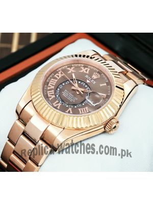 Rolex Sky-Dweller Chocolate Dial Rose Gold Mens Watch Price in Pakistan