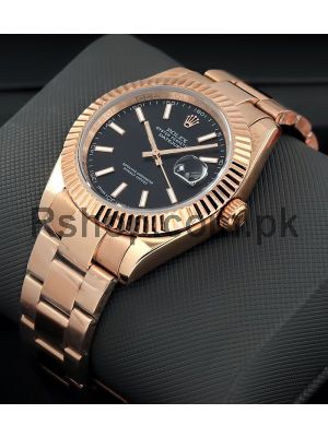 Rolex Datejust Rose Gold Black Dial Watch Price in Pakistan